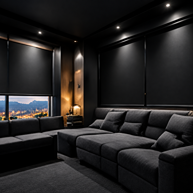 Bedroom with privacy shades