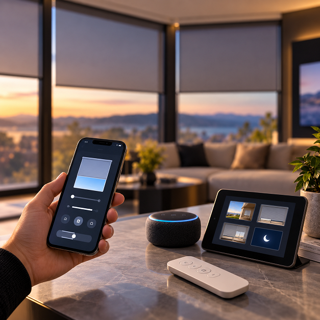 Motorized shade control from phone