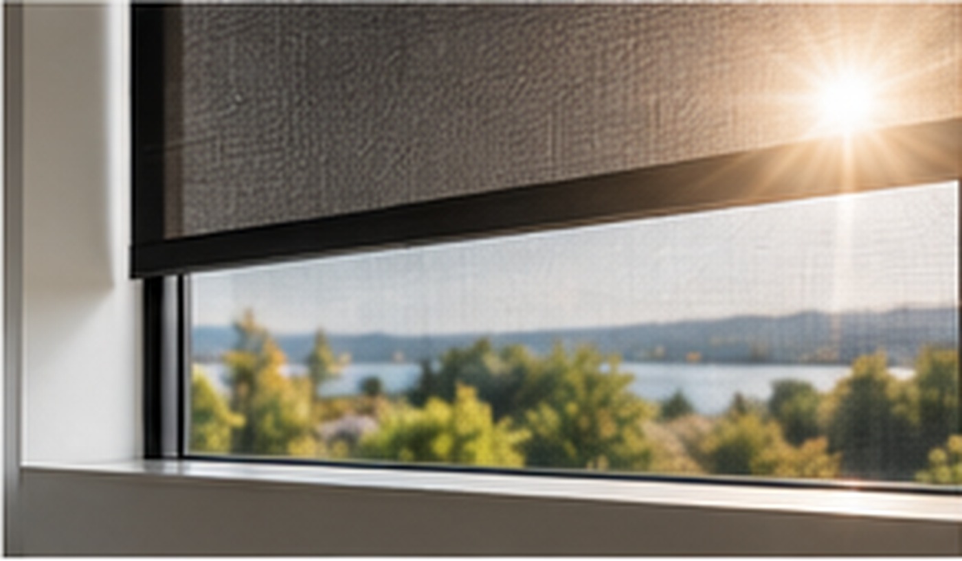 Solar roller shades in living room